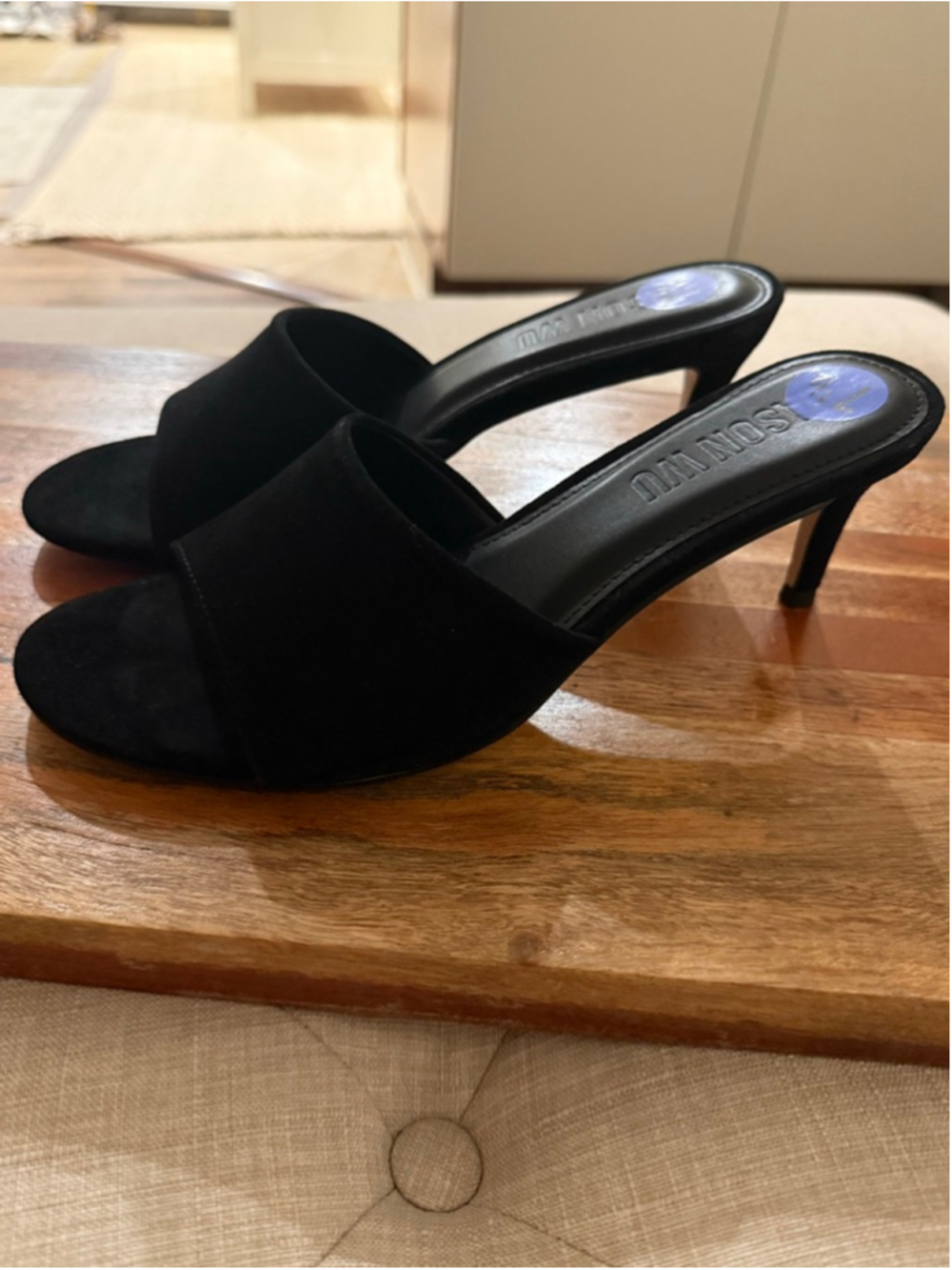 NWOT Women's Jason Wu Black Suede Kitten Heel Mules Size 7.5